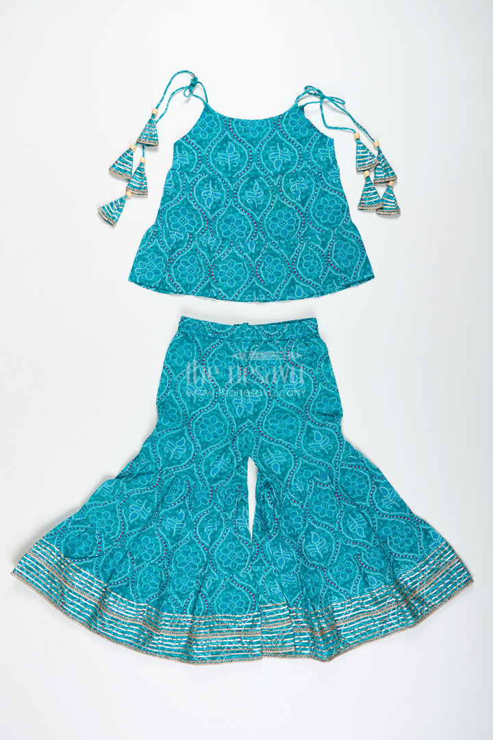 Girls Green Casual Cotton Sharara Set For Everyday Ethnic Comfort