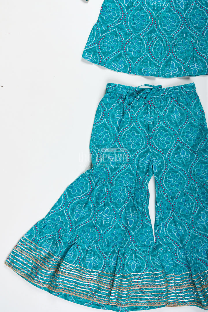 Girls Green Casual Cotton Sharara Set For Everyday Ethnic Comfort
