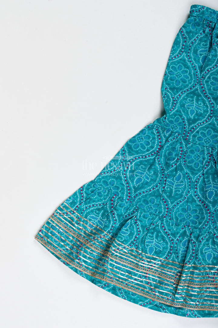 Girls Green Casual Cotton Sharara Set For Everyday Ethnic Comfort