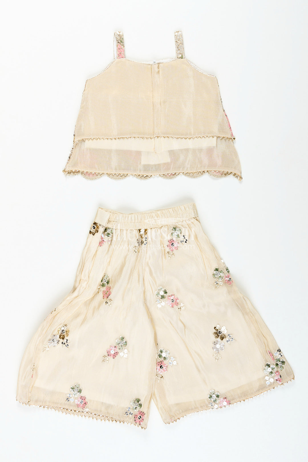 Girls cream sharara set with sequin embroidery for weddings and receptions