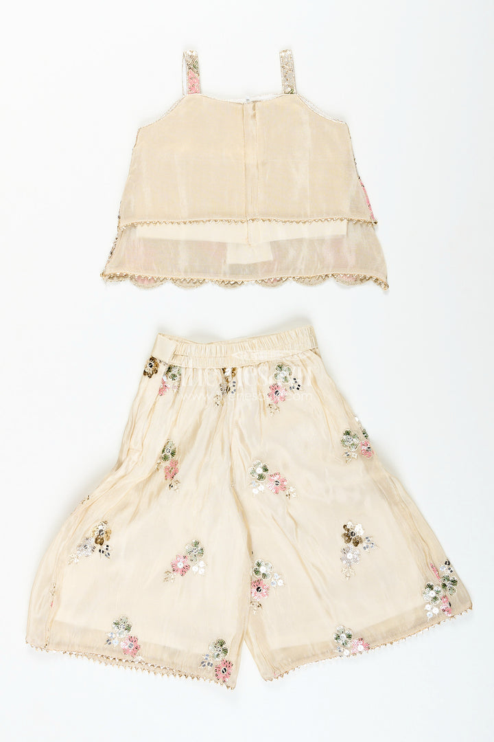 Girls cream sharara set with sequin embroidery for weddings and receptions