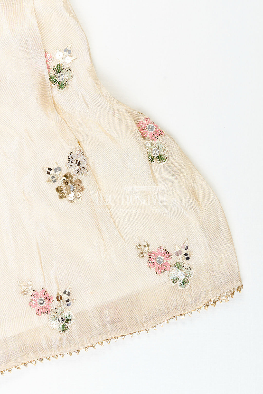 Girls cream sharara set with sequin embroidery for weddings and receptions