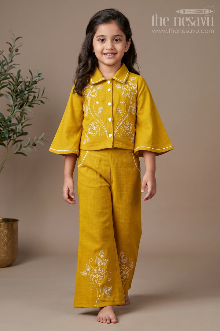 Girls Embroidered Plazo Set for Festive School Events and Family Functions