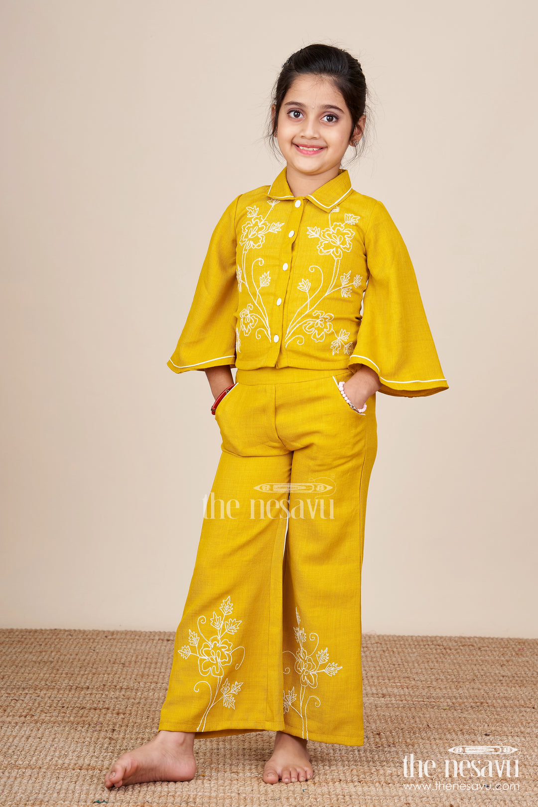 302.Girls Embroidered Plazo Set for Festive School Events and Family Functions