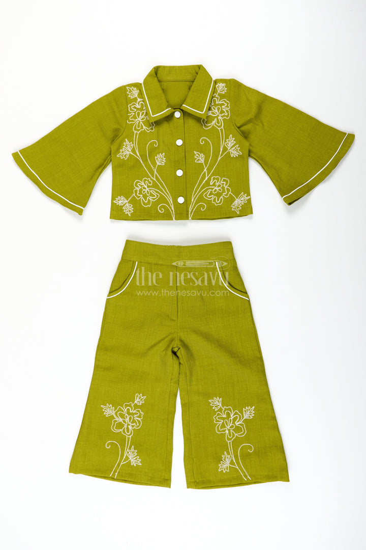 Girls cotton embroidery plazo set for ethnic day and festivals