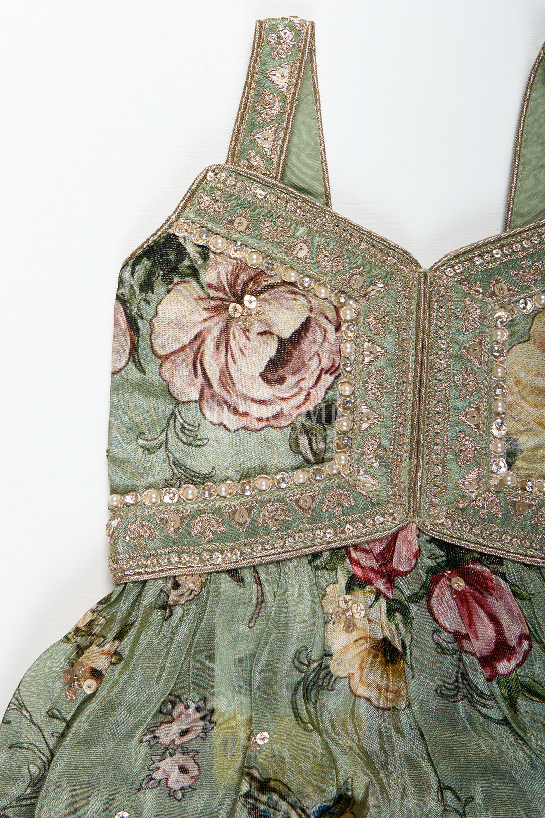 Green Floral Sharara Set Viscose Silk With Vibrant Floral Embroidery
