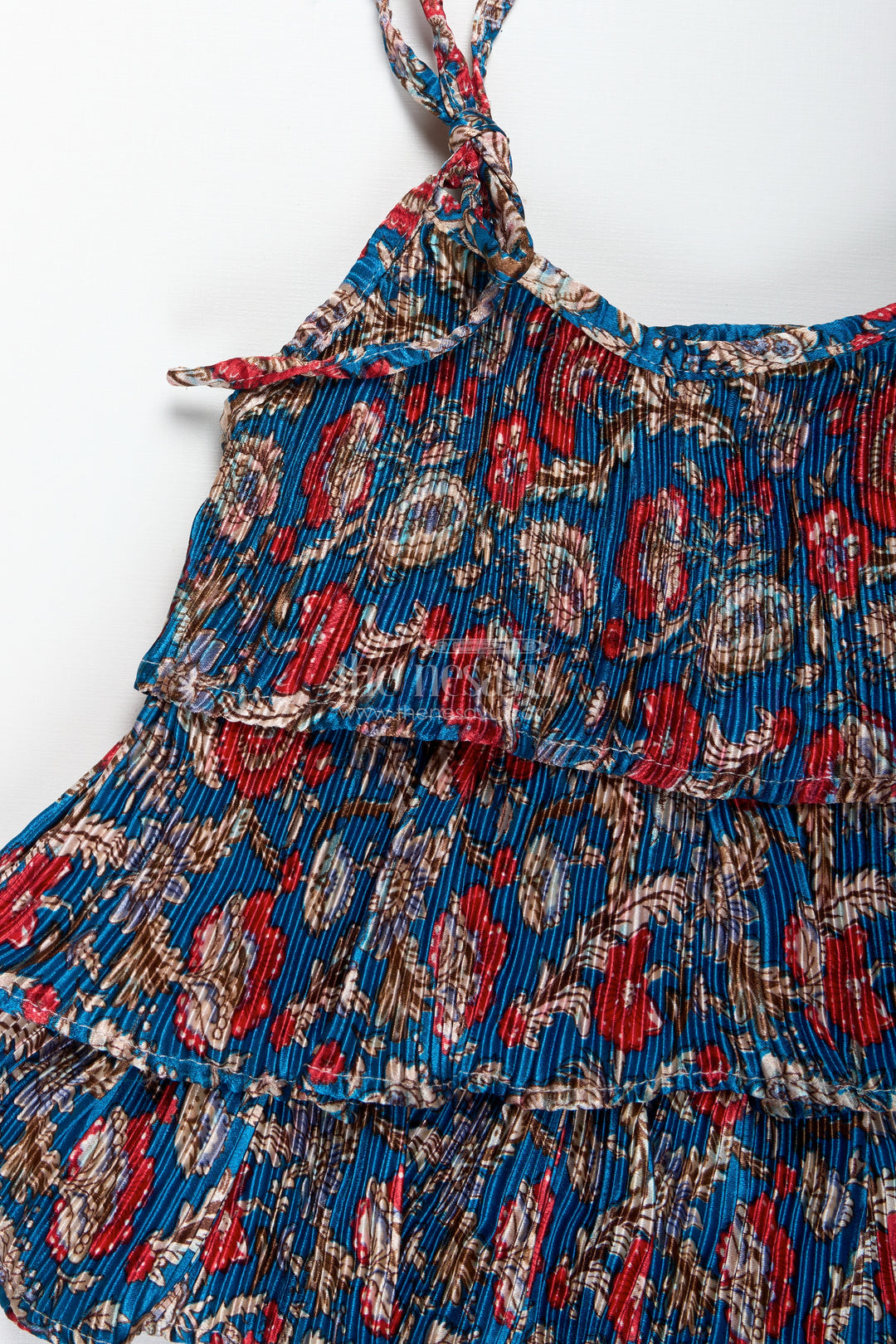 Girls Pleated Sharara Set In Blue Chinon For Festive Family Functions