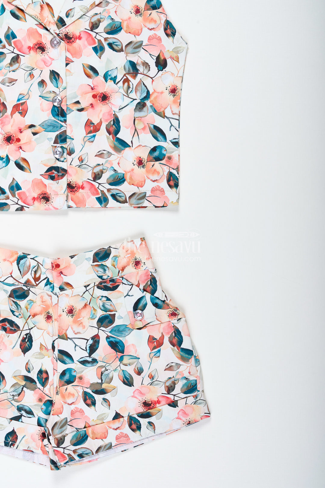 Girls Floral Cotton Casual Set For Summer Birthdays And Park Outings