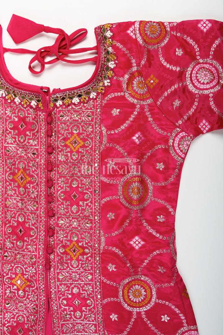 Girls red sharara set with embroidered yoke for weddings and festive wear