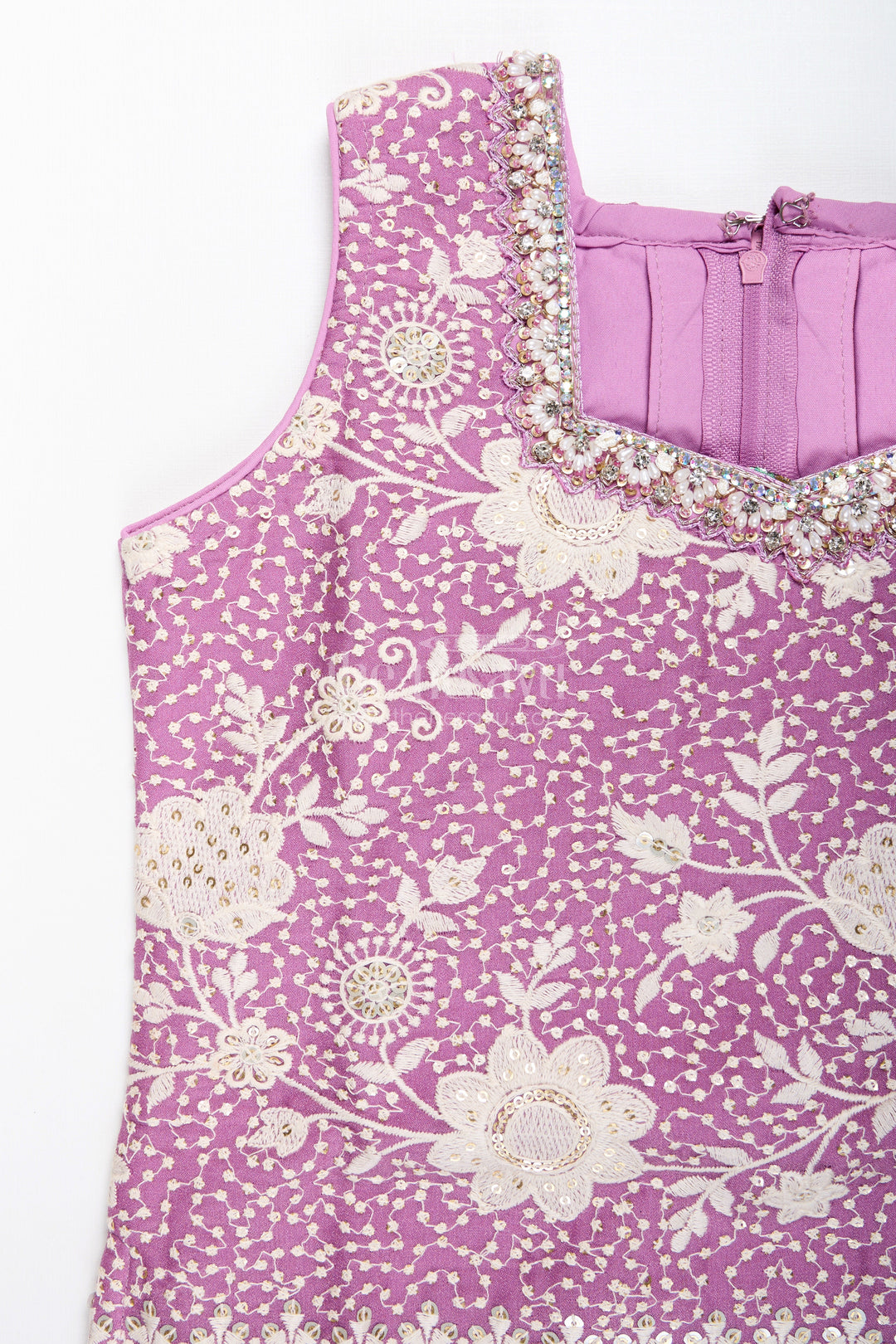 Embroidered plazo set with tassel detail – festive ethnic set for girls