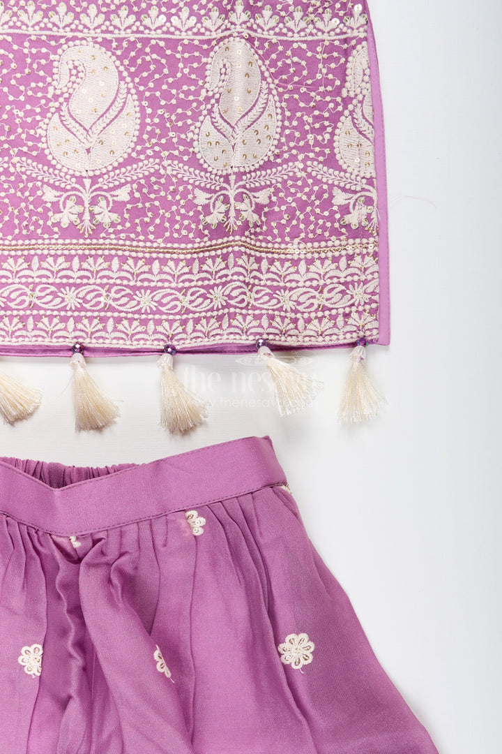 Embroidered plazo set with tassel detail – festive ethnic set for girls