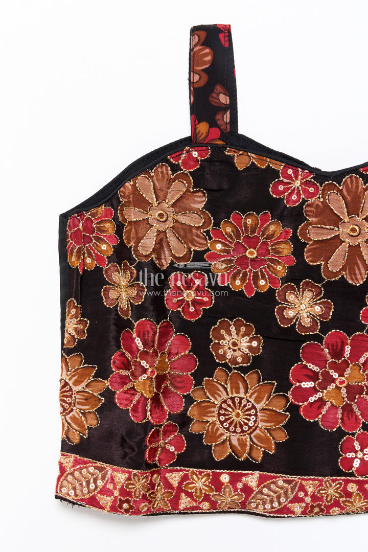 Elegant black sharara set with rich floral embroidery