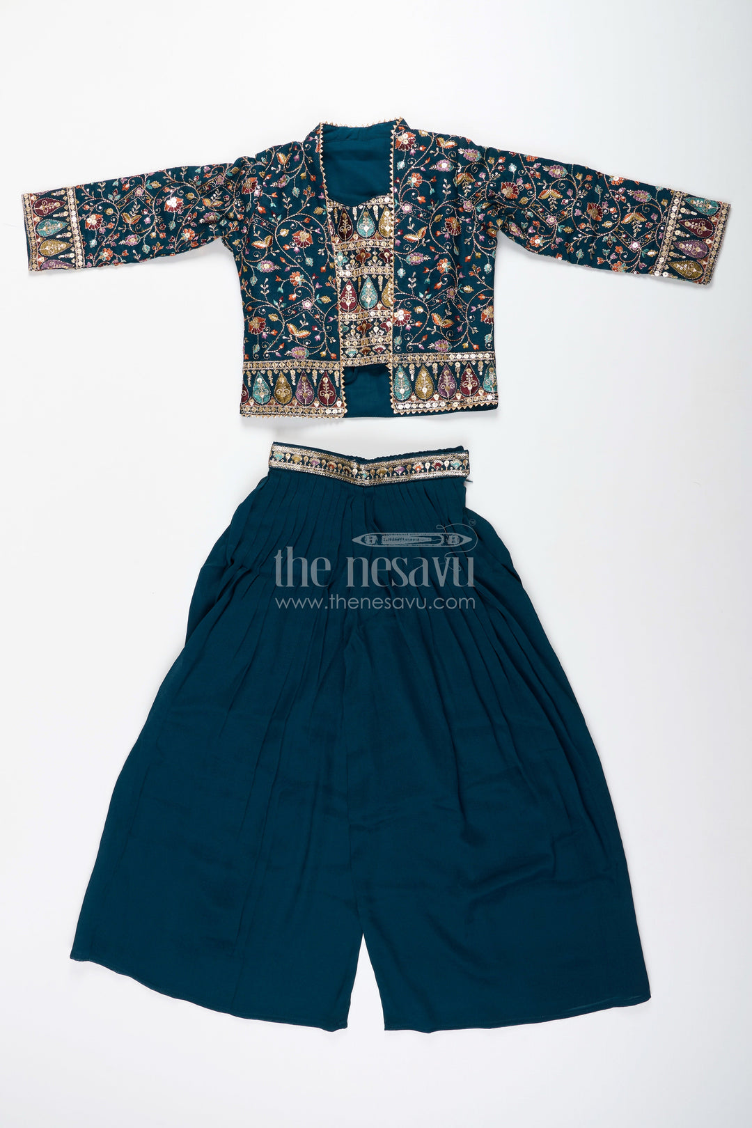All-over embroidered ethnic co-ord set – traditional charm for girls