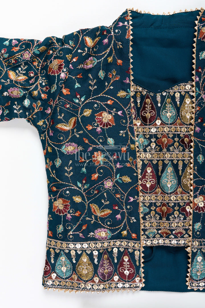 All-over embroidered ethnic co-ord set – traditional charm for girls