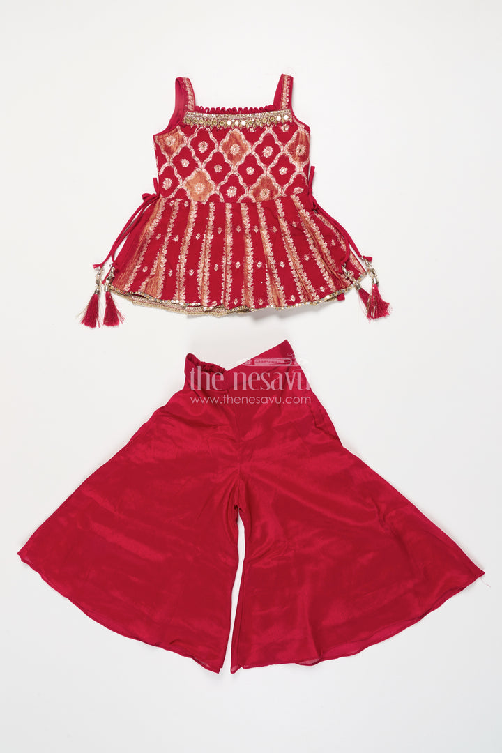 Girls Sharara Set with Embroidered Yoke for Weddings and Festive Events