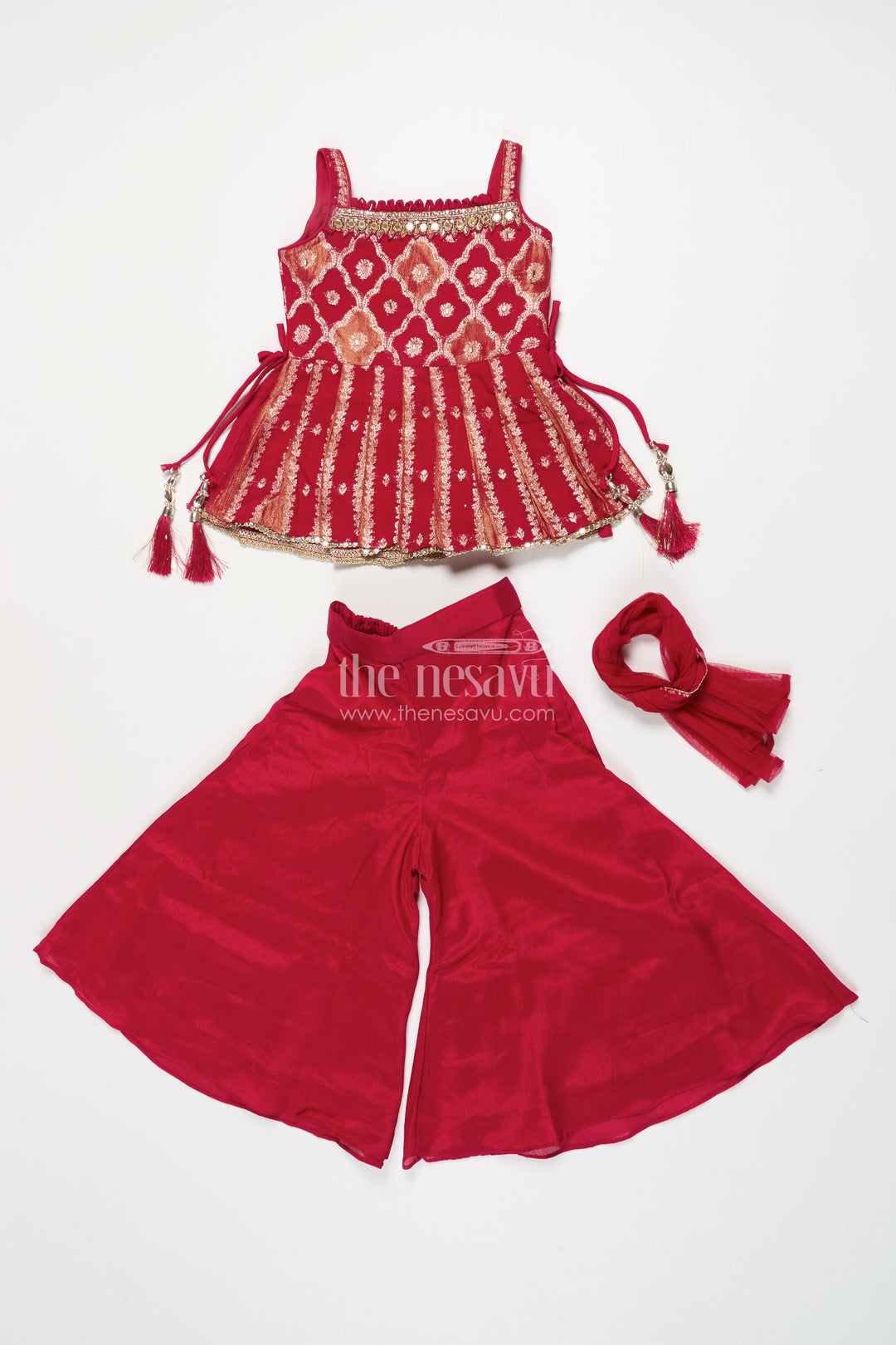Girls Sharara Set with Embroidered Yoke for Weddings and Festive Events