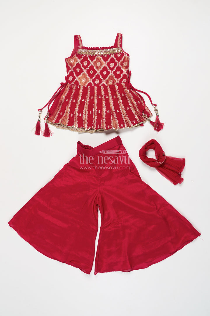 Girls Sharara Set with Embroidered Yoke for Weddings and Festive Events