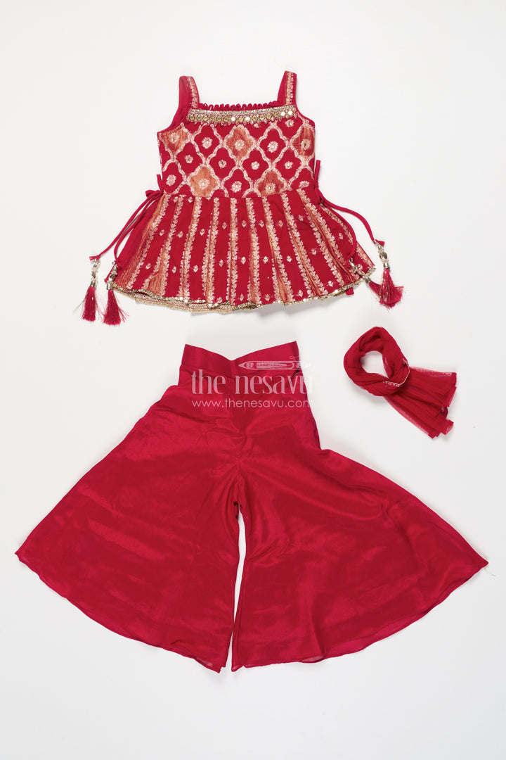 Girls Sharara Set with Embroidered Yoke for Weddings and Festive Events
