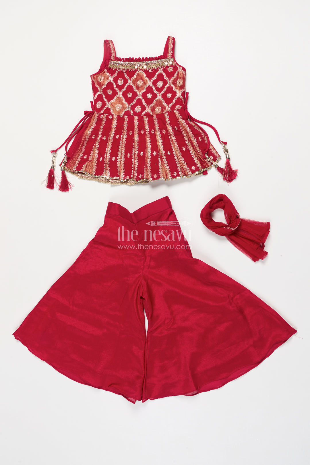 Girls Sharara Set with Embroidered Yoke for Weddings and Festive Events