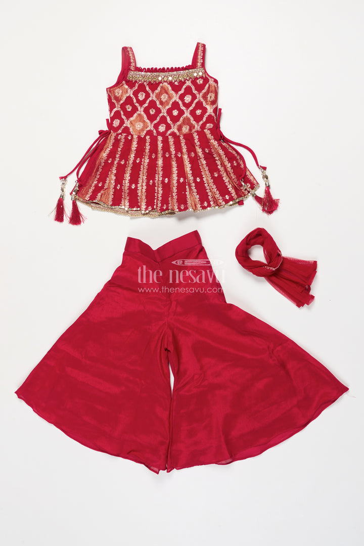 Girls Sharara Set with Embroidered Yoke for Weddings and Festive Events