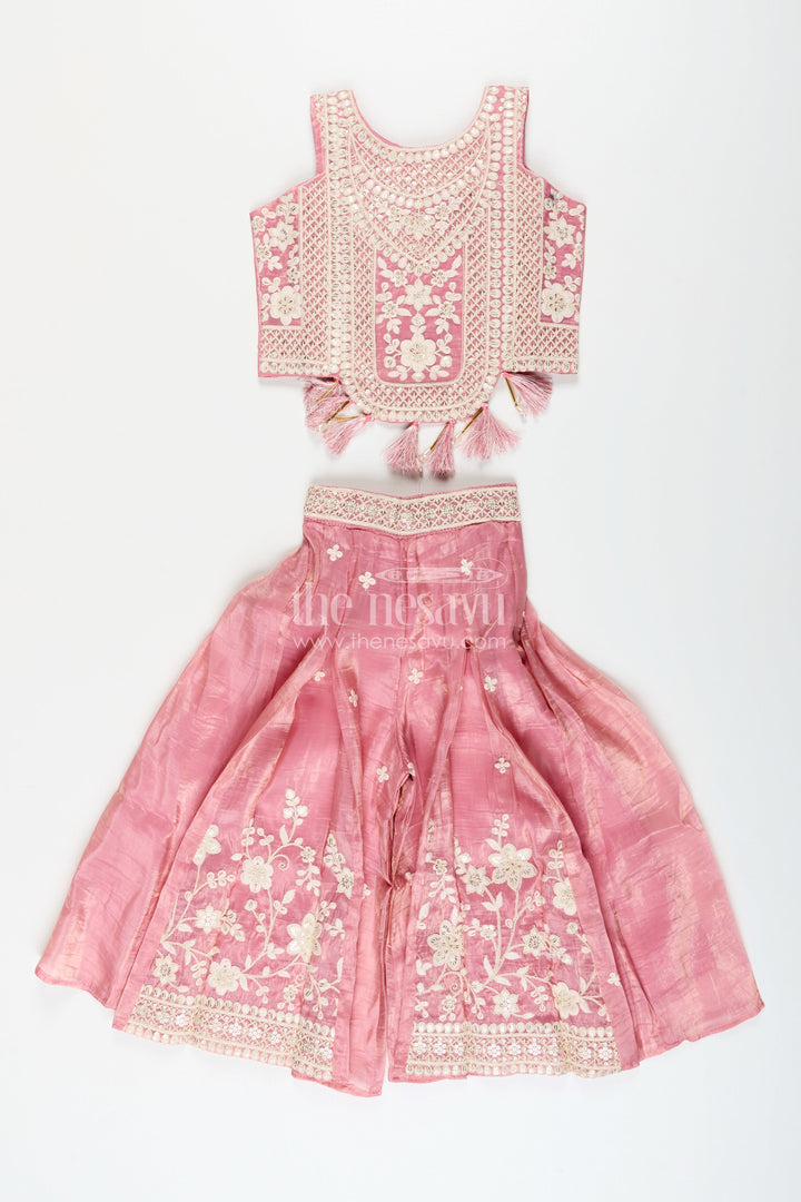 Girls purple sharara set with embroidered yoke for festive occasions