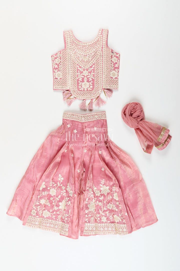 Girls purple sharara set with embroidered yoke for festive occasions