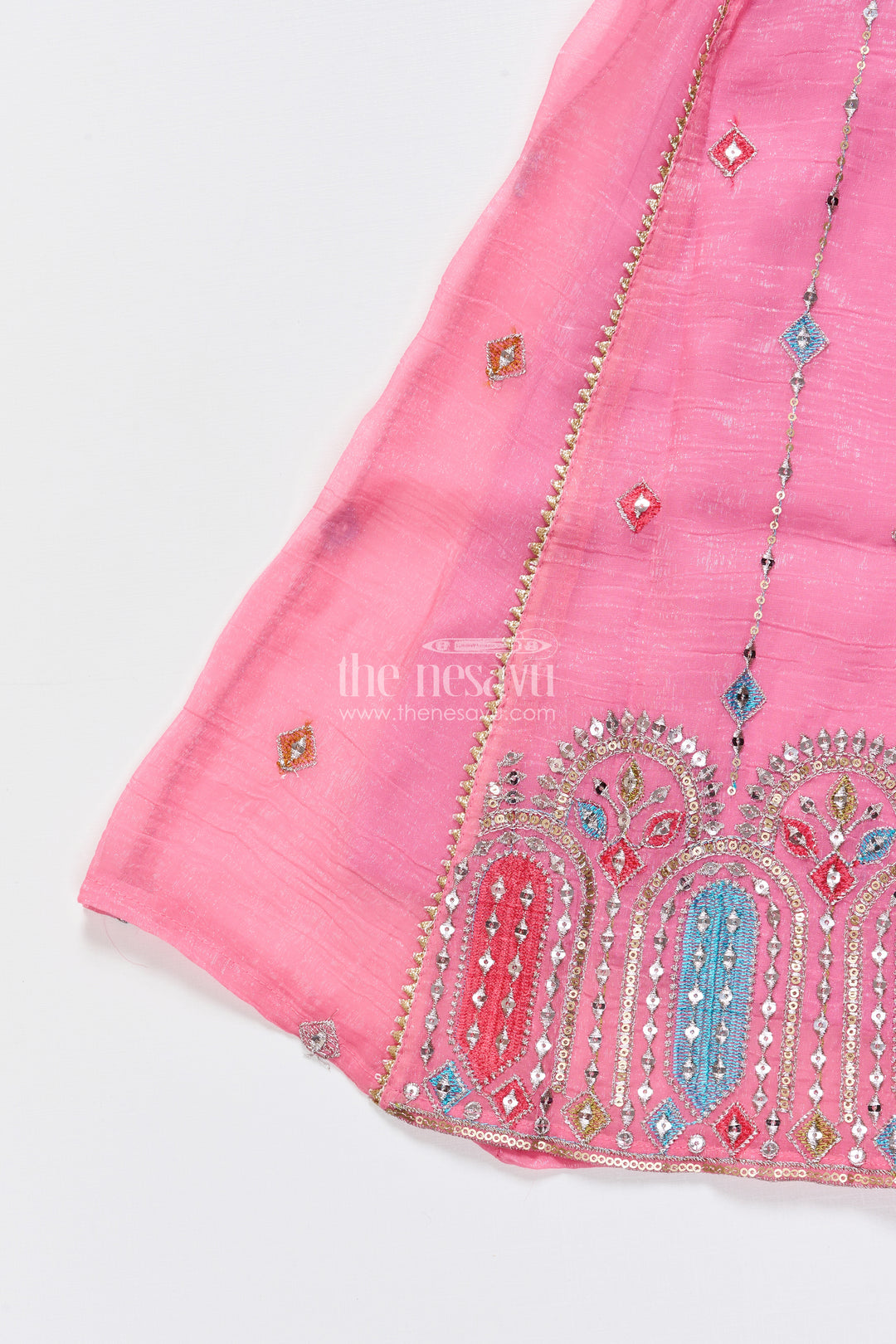 Mirror embroidered pink sharara set with playful tassels