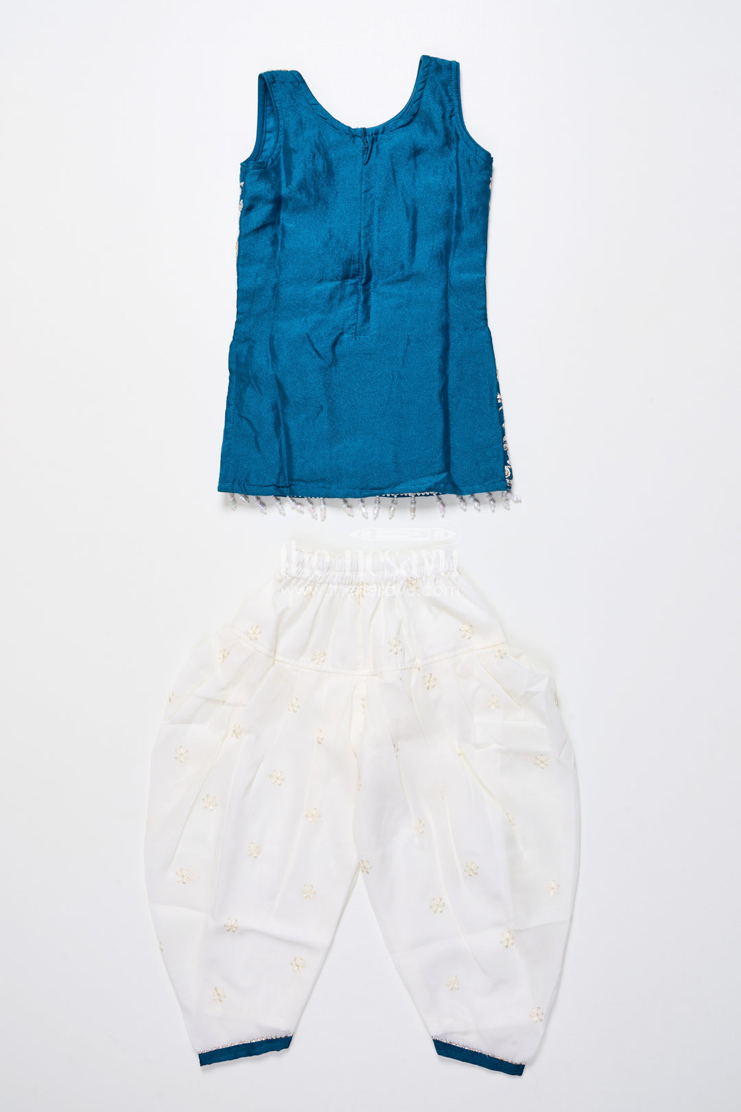 Royal blue embroidered kurti set with dhoti pants