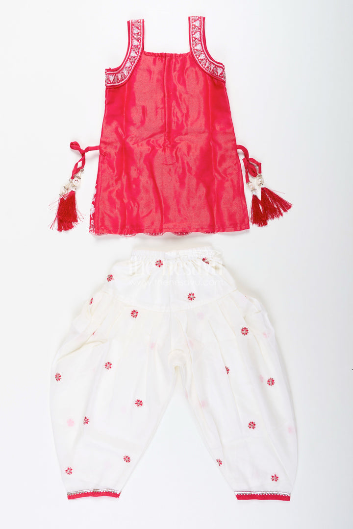 Embroidered kurti with dhoti pant set – ethnic charm for baby girls