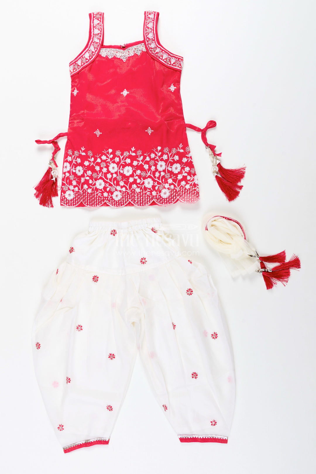 Embroidered kurti with dhoti pant set – ethnic charm for baby girls