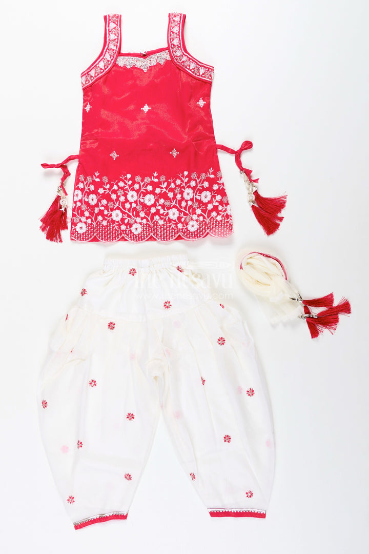 Embroidered kurti with dhoti pant set – ethnic charm for baby girls