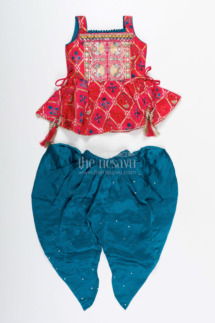 Girls ethnic dhoti set with digital print top for festive dressing