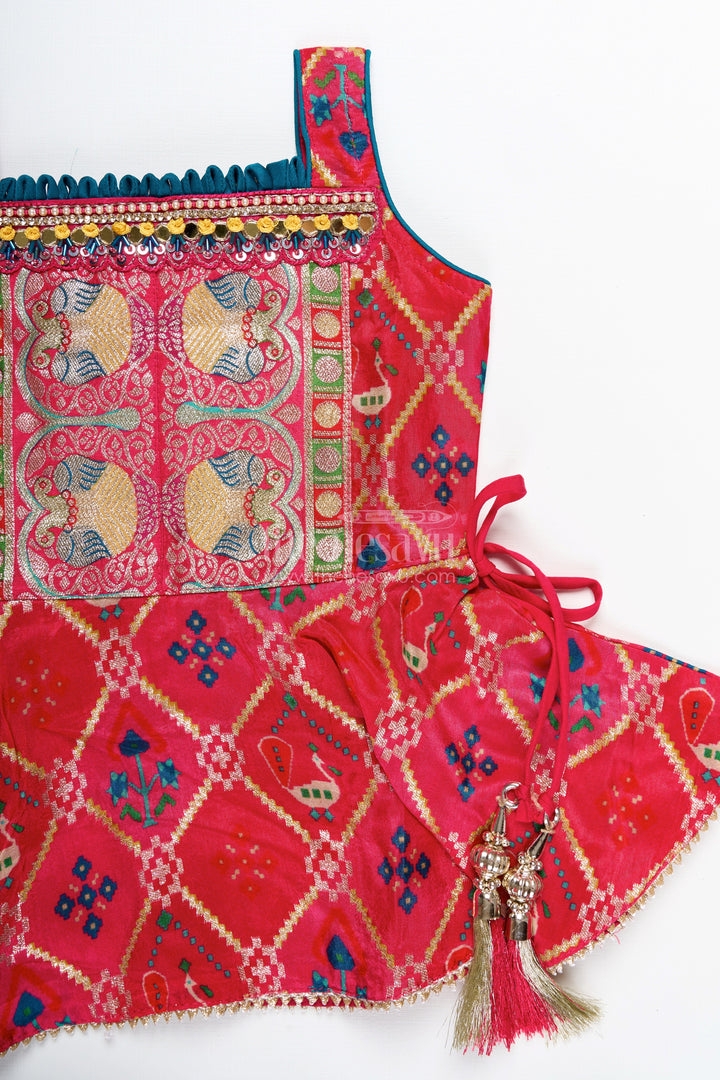 Girls ethnic dhoti set with digital print top for festive dressing