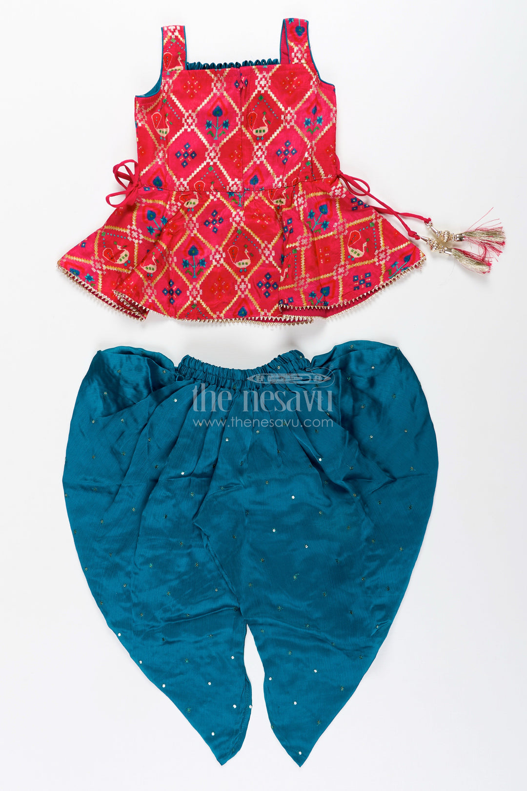 Girls ethnic dhoti set with digital print top for festive dressing