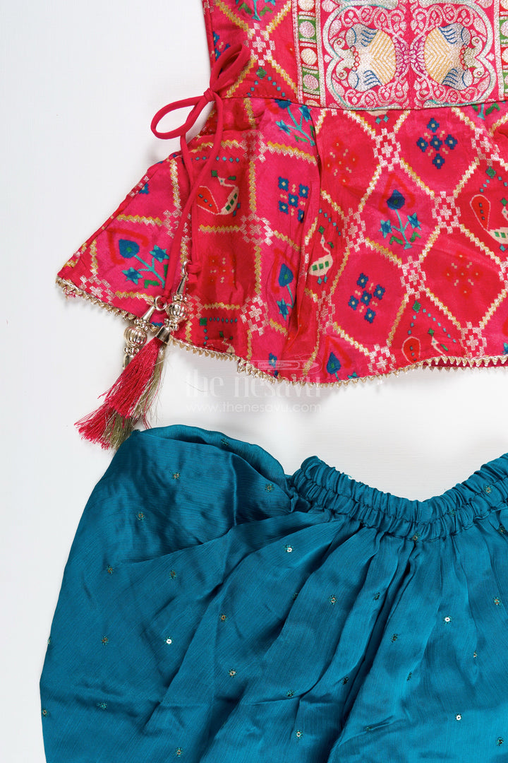 Girls ethnic dhoti set with digital print top for festive dressing