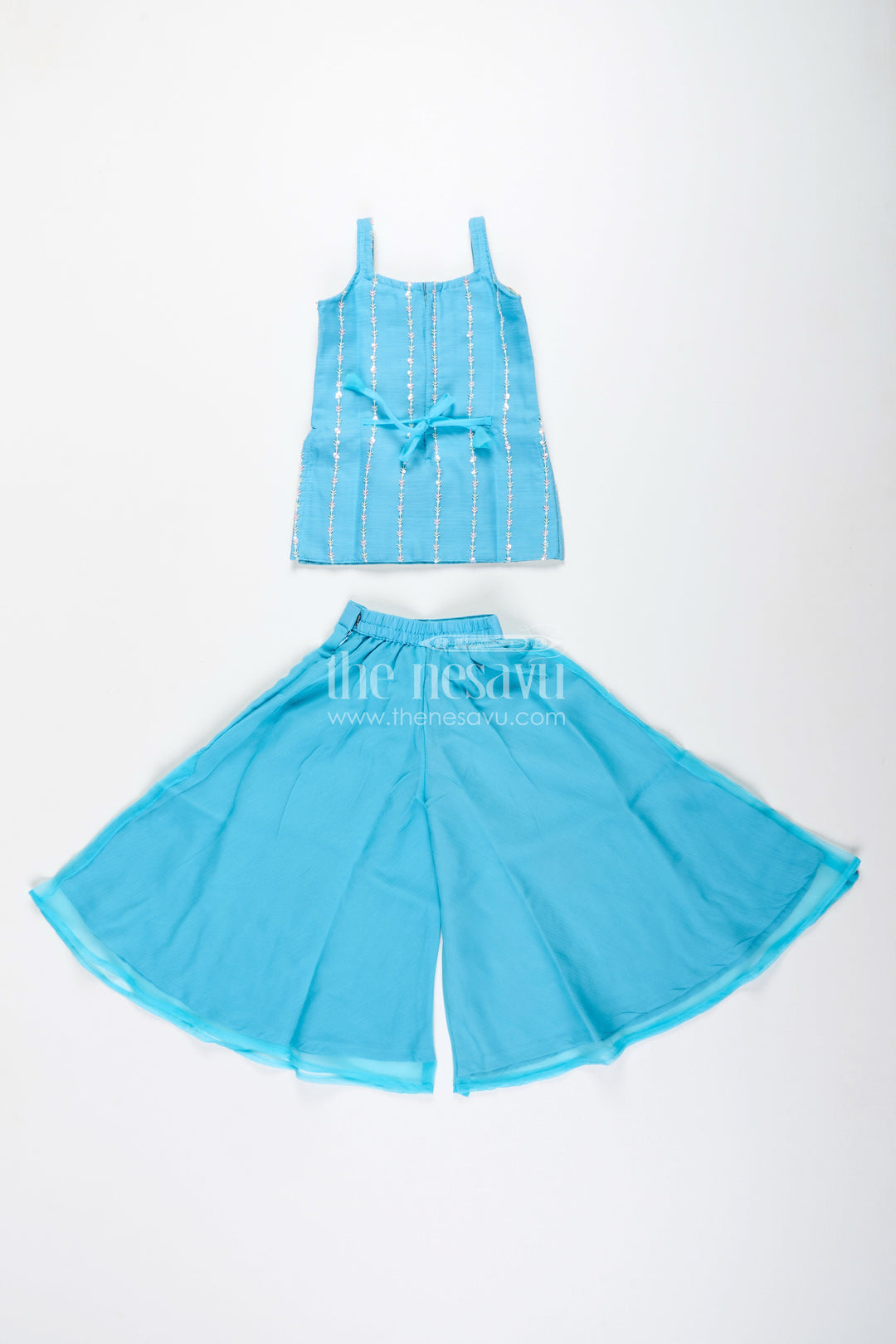 Toddler girl plazo set with mirror embroidery for traditional functions