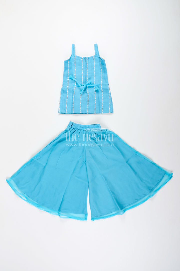 Toddler girl plazo set with mirror embroidery for traditional functions