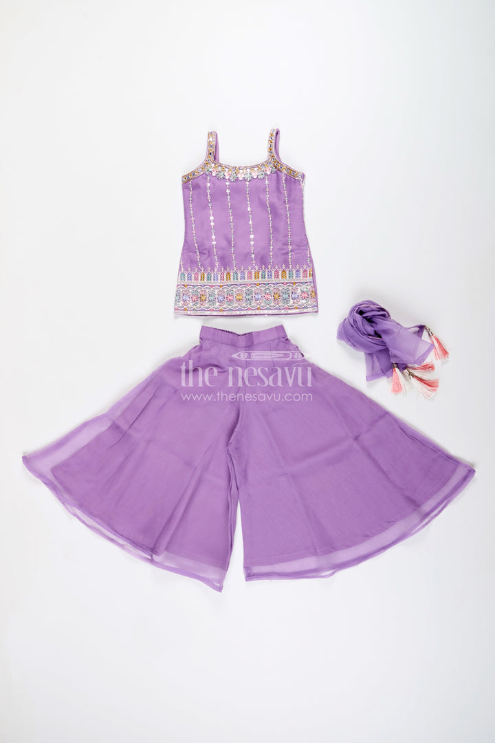 Mirror embroidered sharara set for toddler girls – traditional ethnic wear