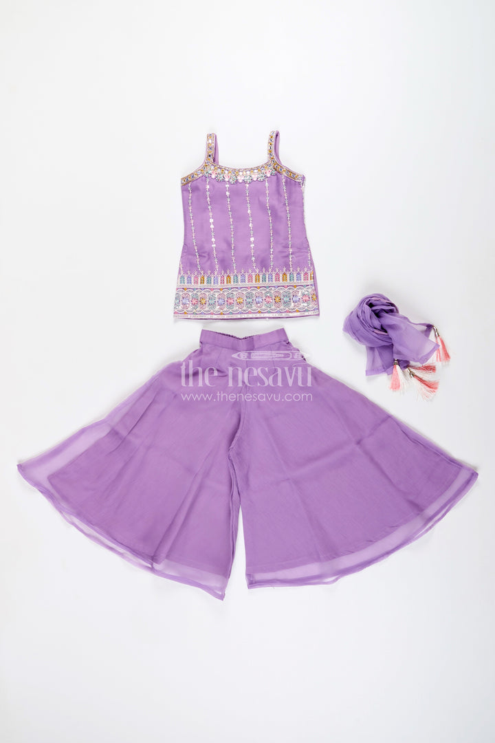 Mirror embroidered sharara set for toddler girls – traditional ethnic wear