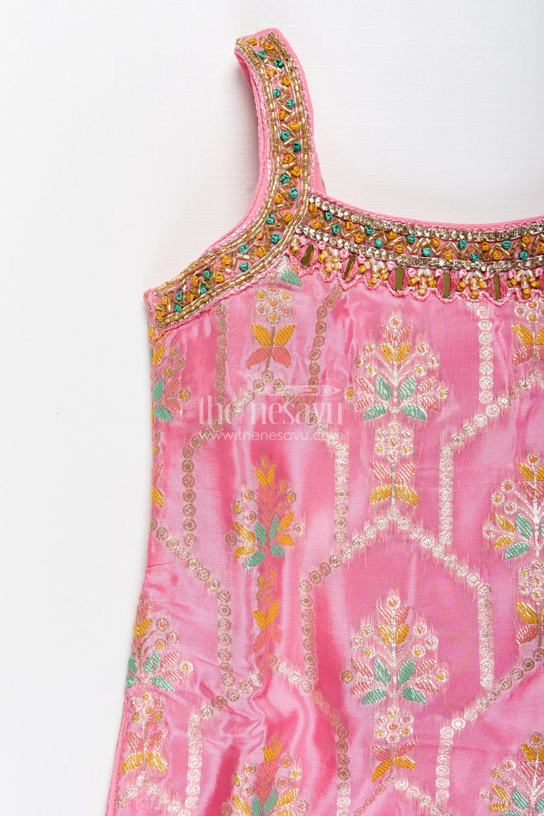 Girls plazo set with zari embroidered kurti – festive outfit for toddlers
