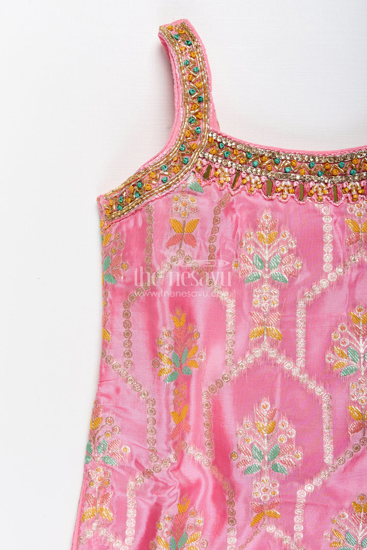 Girls plazo set with zari embroidered kurti – festive outfit for toddlers