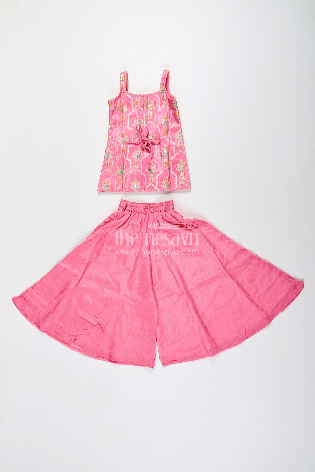 Girls plazo set with zari embroidered kurti – festive outfit for toddlers