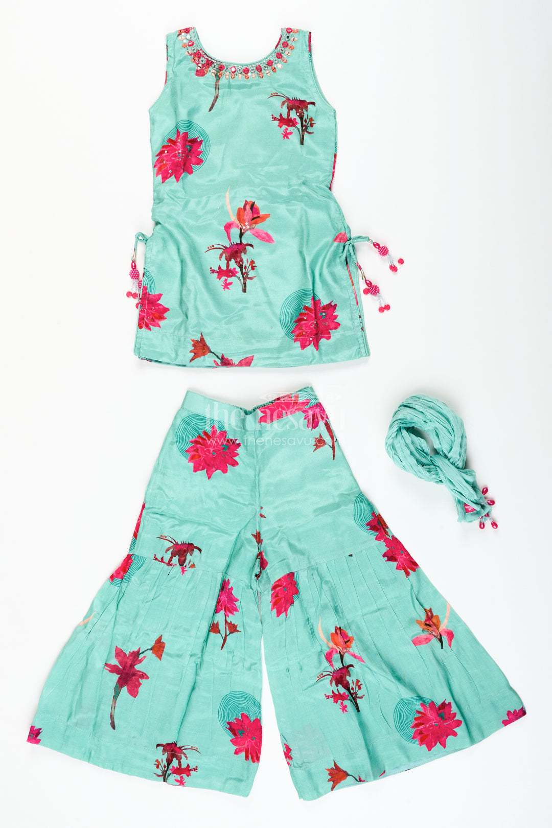 Printed muslin plazo set for girls – ideal for casual festive wear