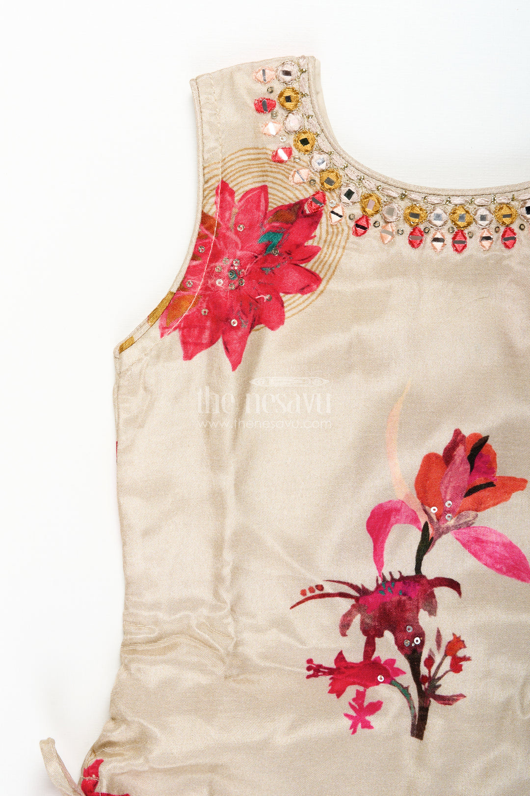 Girls floral plazo set with muslin silk top for festive day events