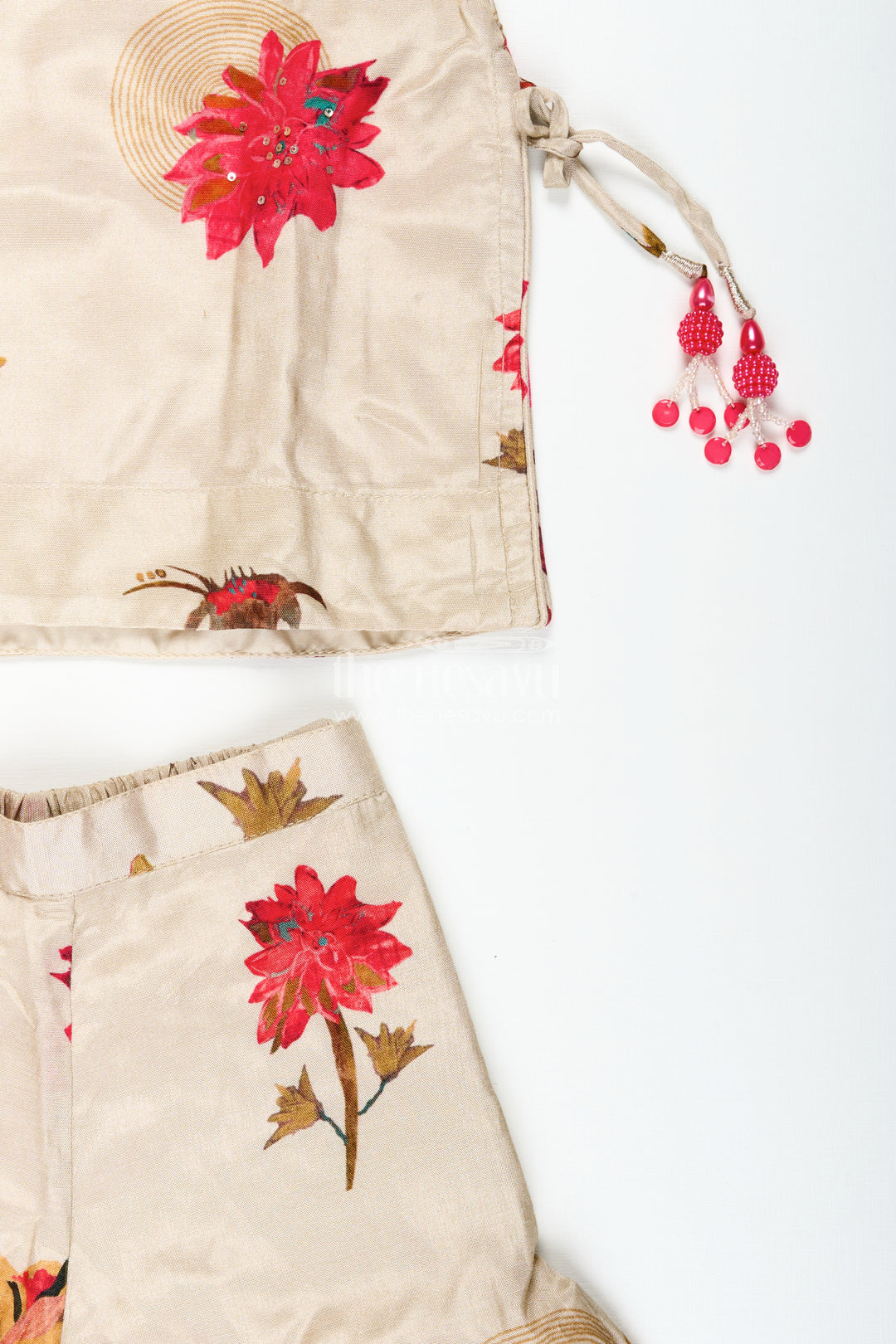 Girls floral plazo set with muslin silk top for festive day events
