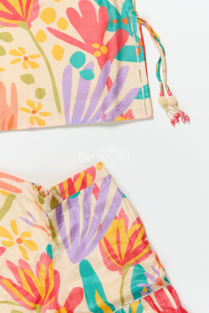 Girls Digital Floral Printed Sharara Suit In Viscose Muslin Silk