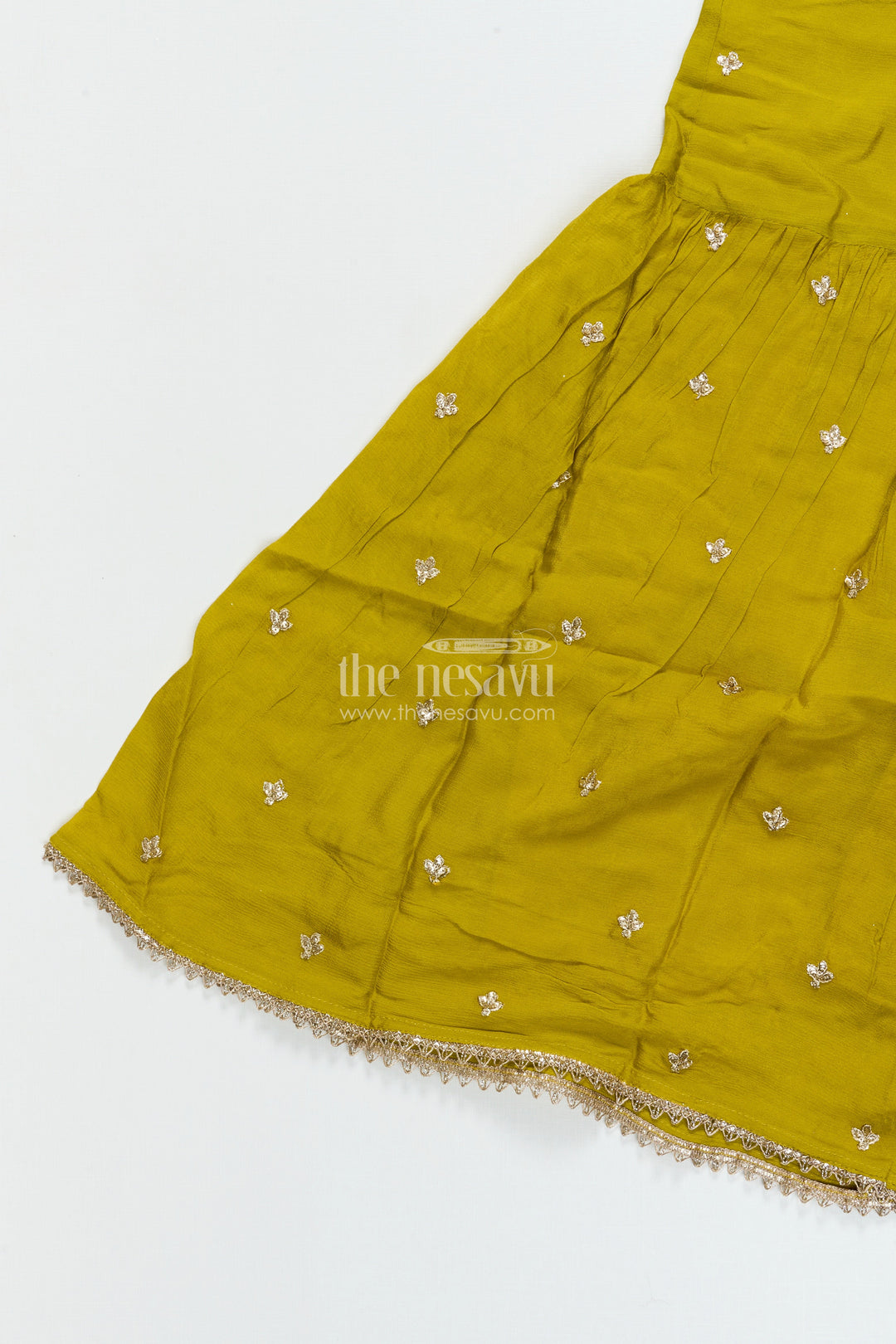 Girls Designer Embroidered Georgette Kurta with Pleated Plazo Pants