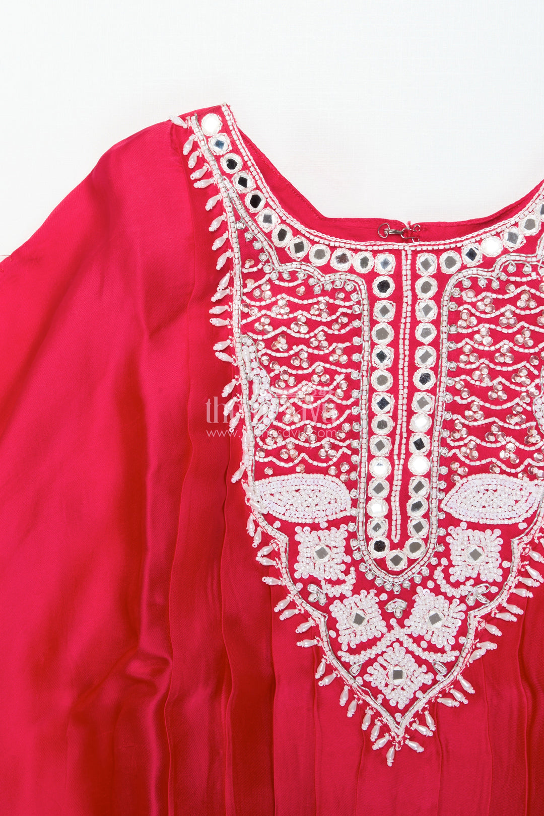 Girls Festive Draped Kurta and Dhoti Set In Viscose Muslin Silk with Embroidery