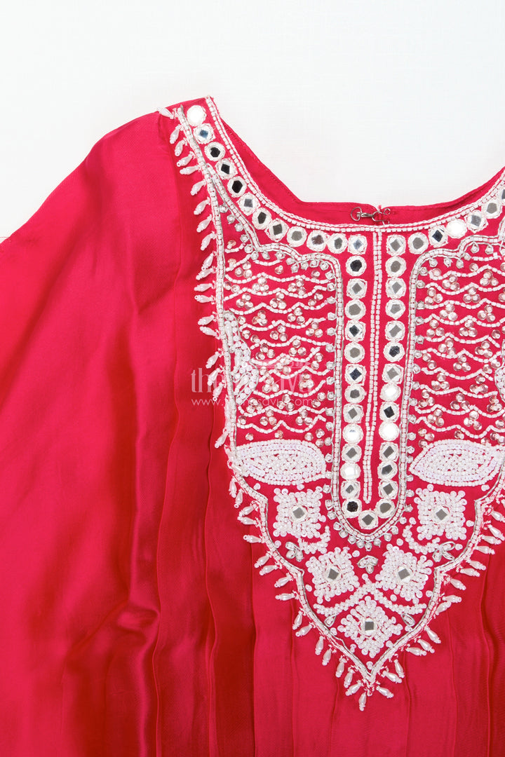 Girls Festive Draped Kurta and Dhoti Set In Viscose Muslin Silk with Embroidery