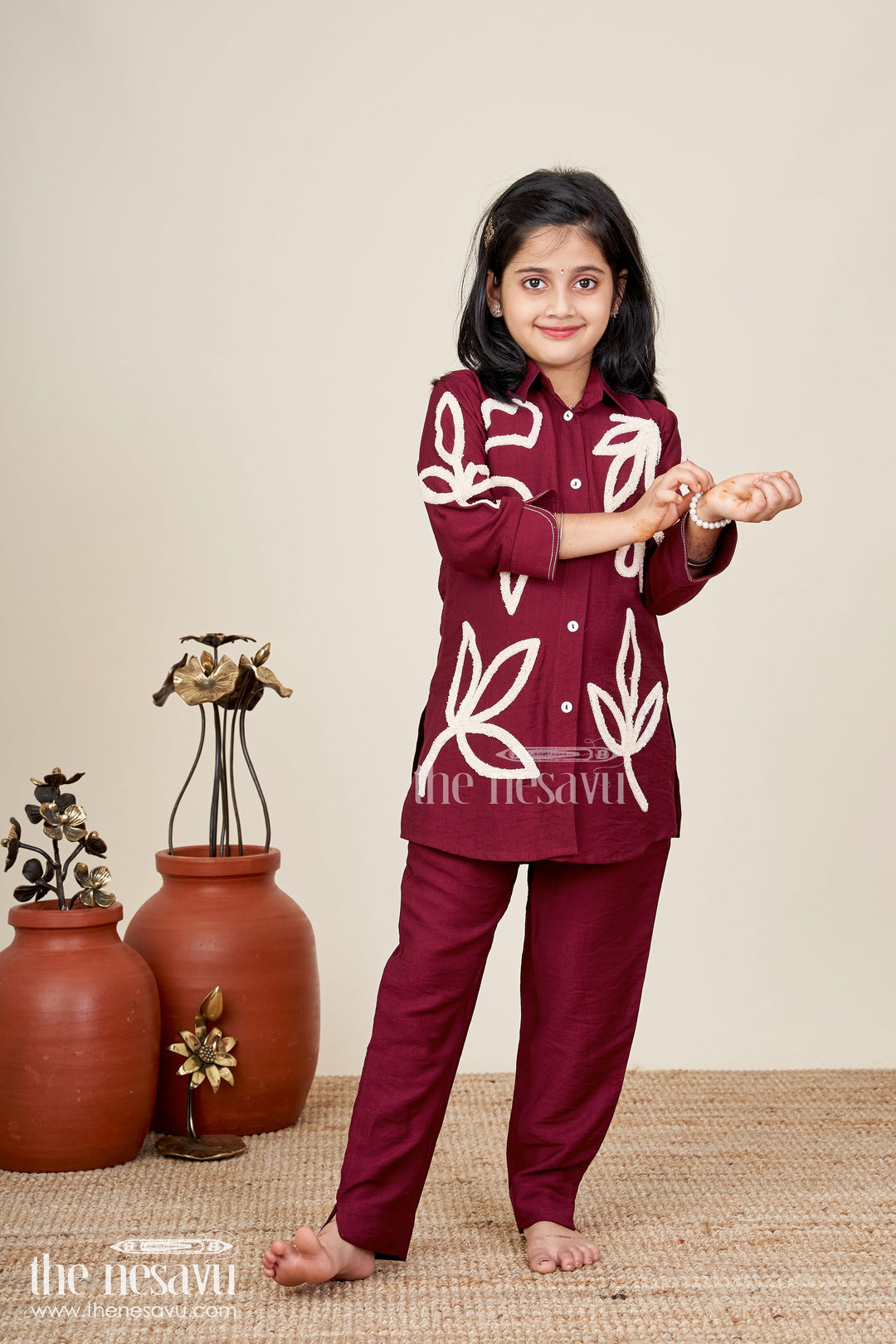 Girls embroidered plazzo set for casual festive days and school functions